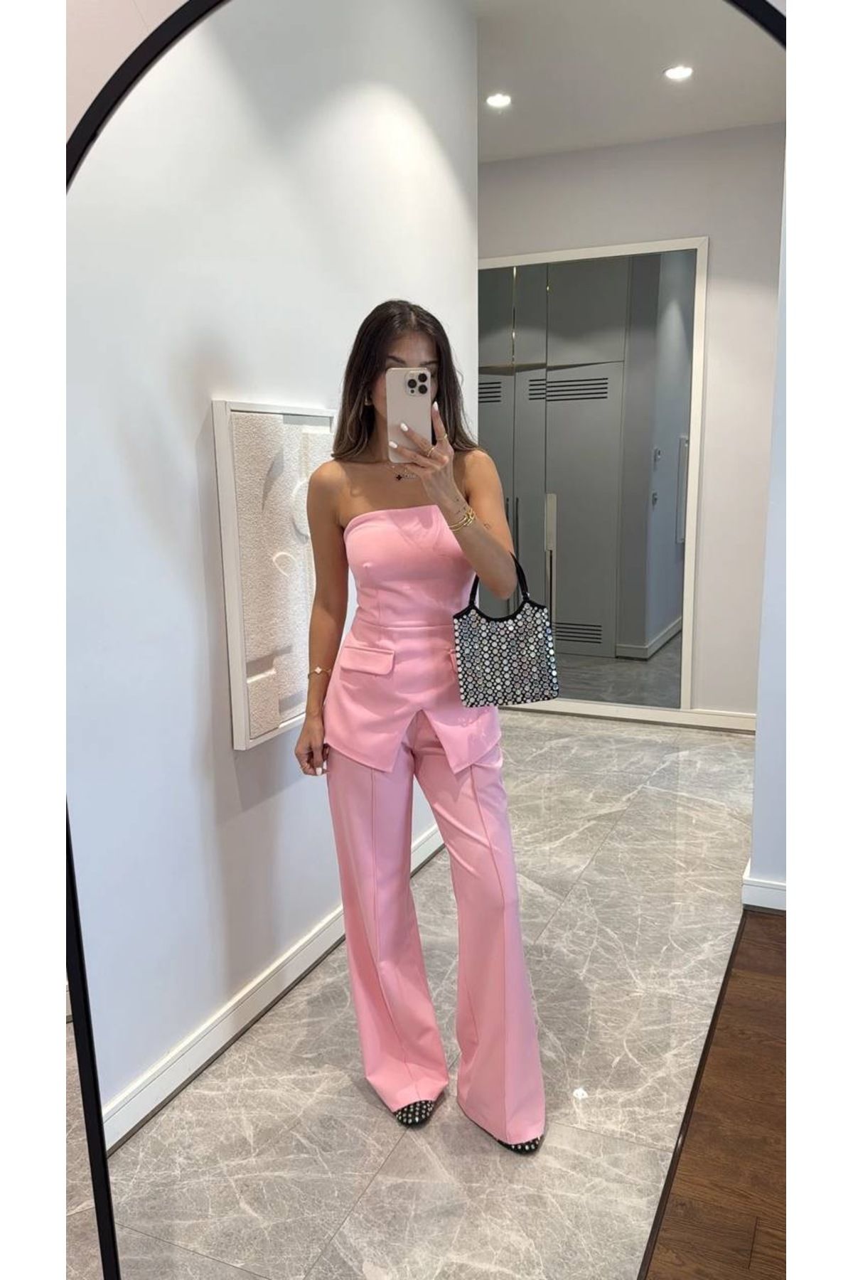 Butik CEP DETAYLI STRAPLEZ PANTOLON TAKIM