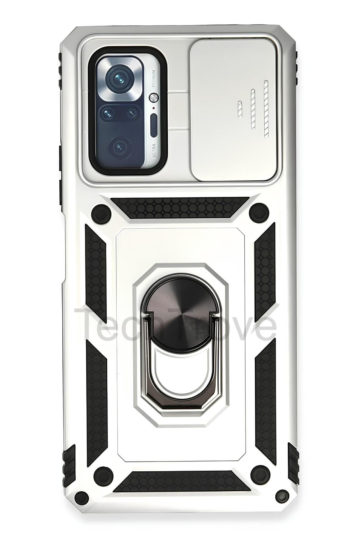 TechTrove Redmi Note 10 Pro Kılıf Sürgülü Kamera Korumalı Yüzüklü Stand Olabilen Magnetic Tpu Tank Kapak