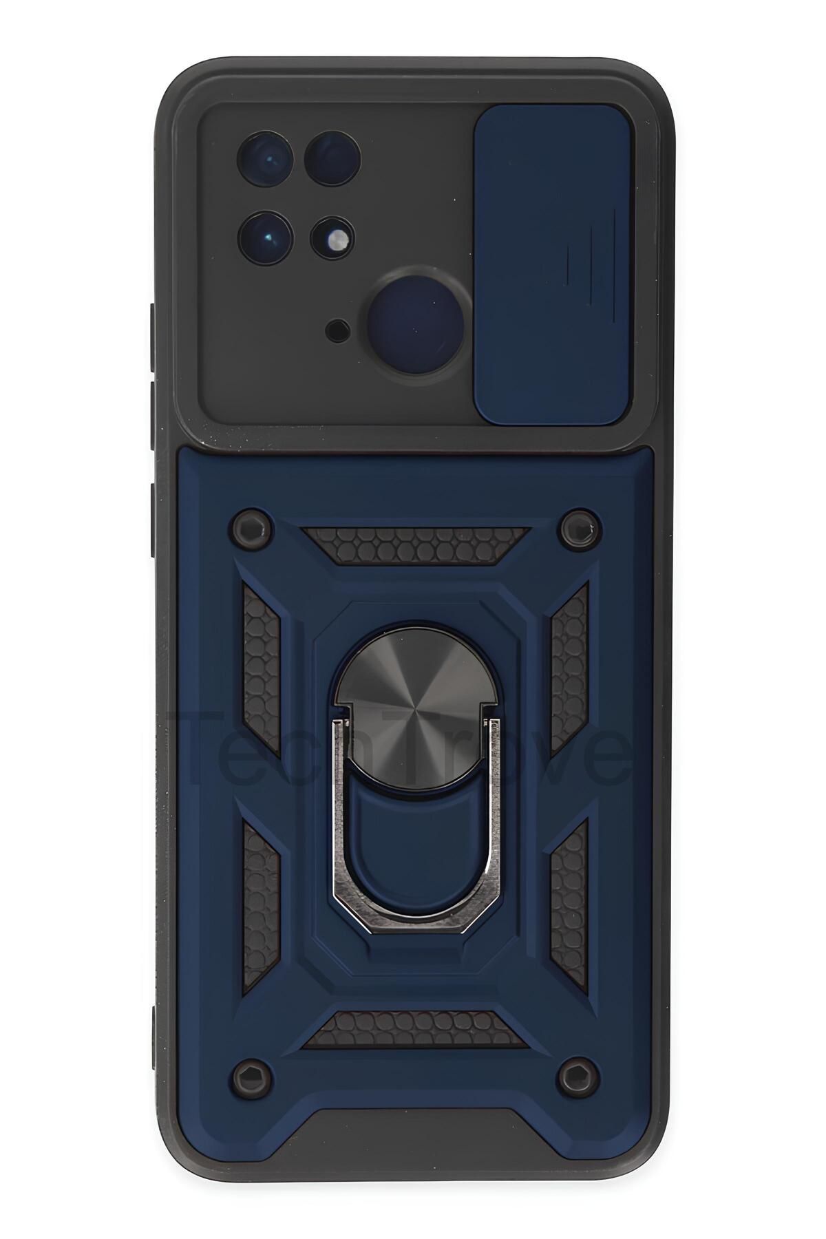 TechTrove Poco C40 Kılıf Sürgülü Kamera Korumalı Yüzüklü Stand Olabilen Magnetic Tpu Tank Kapak