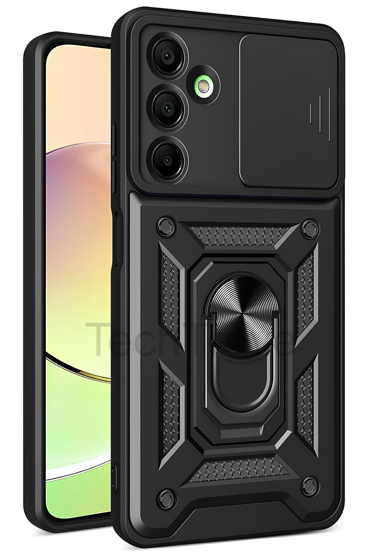 TechTrove Samsung Galaxy A56 Kılıf Sürgülü Kamera Korumalı Yüzüklü Stand Olabilen Magnetic Tpu Tank Kapak