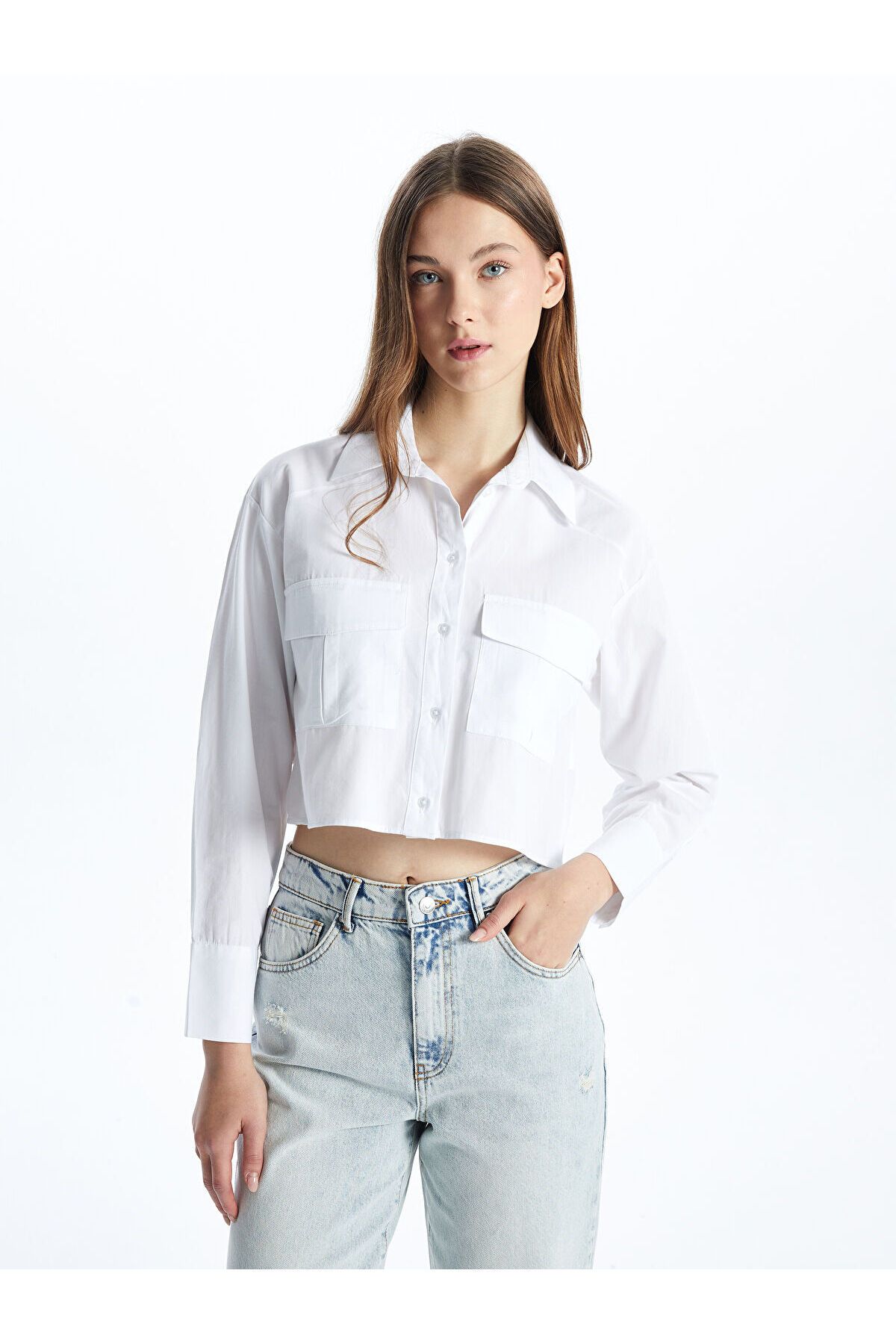 LC Waikiki Crop Poplin Kadın Gömlek