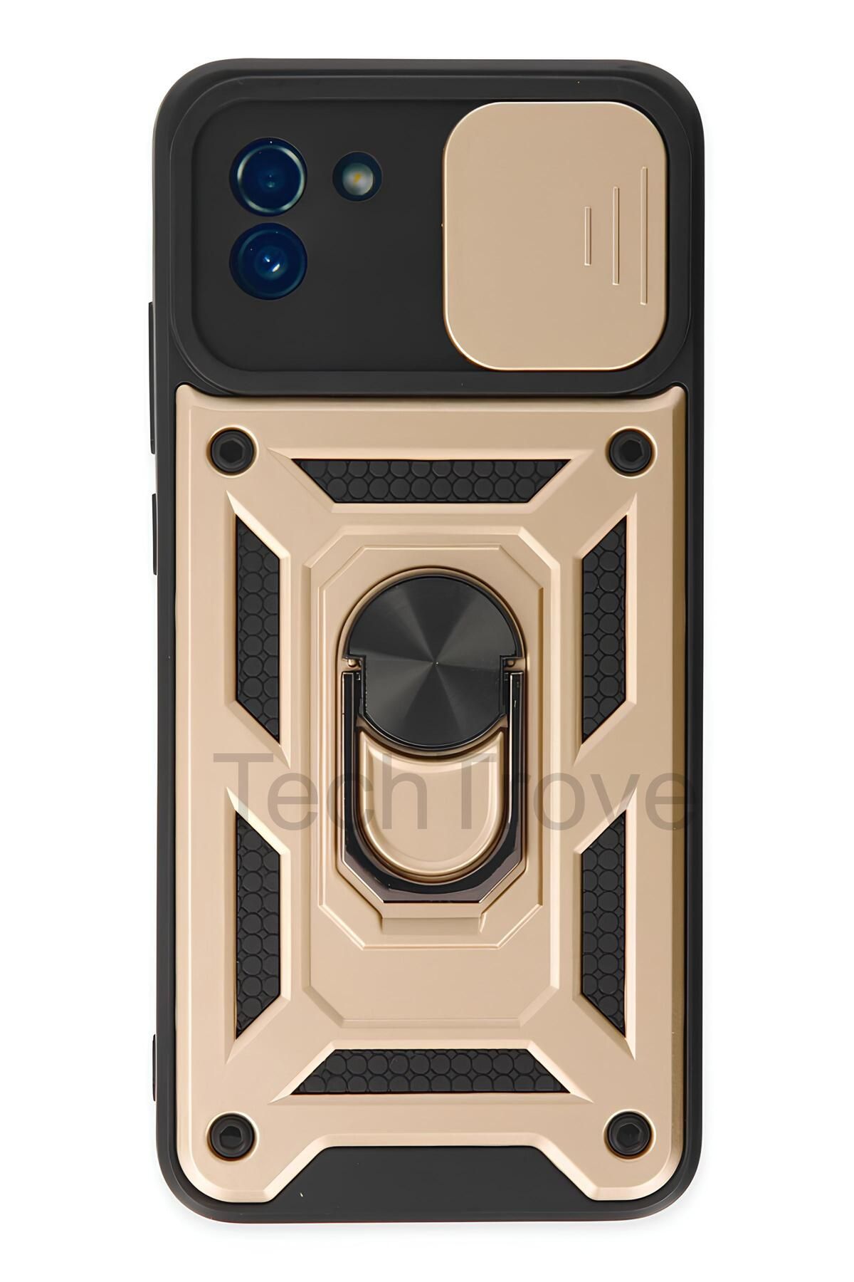 TechTrove Samsung Galaxy A03 Kılıf Sürgülü Kamera Korumalı Yüzüklü Stand Olabilen Magnetic Tpu Tank Kapak