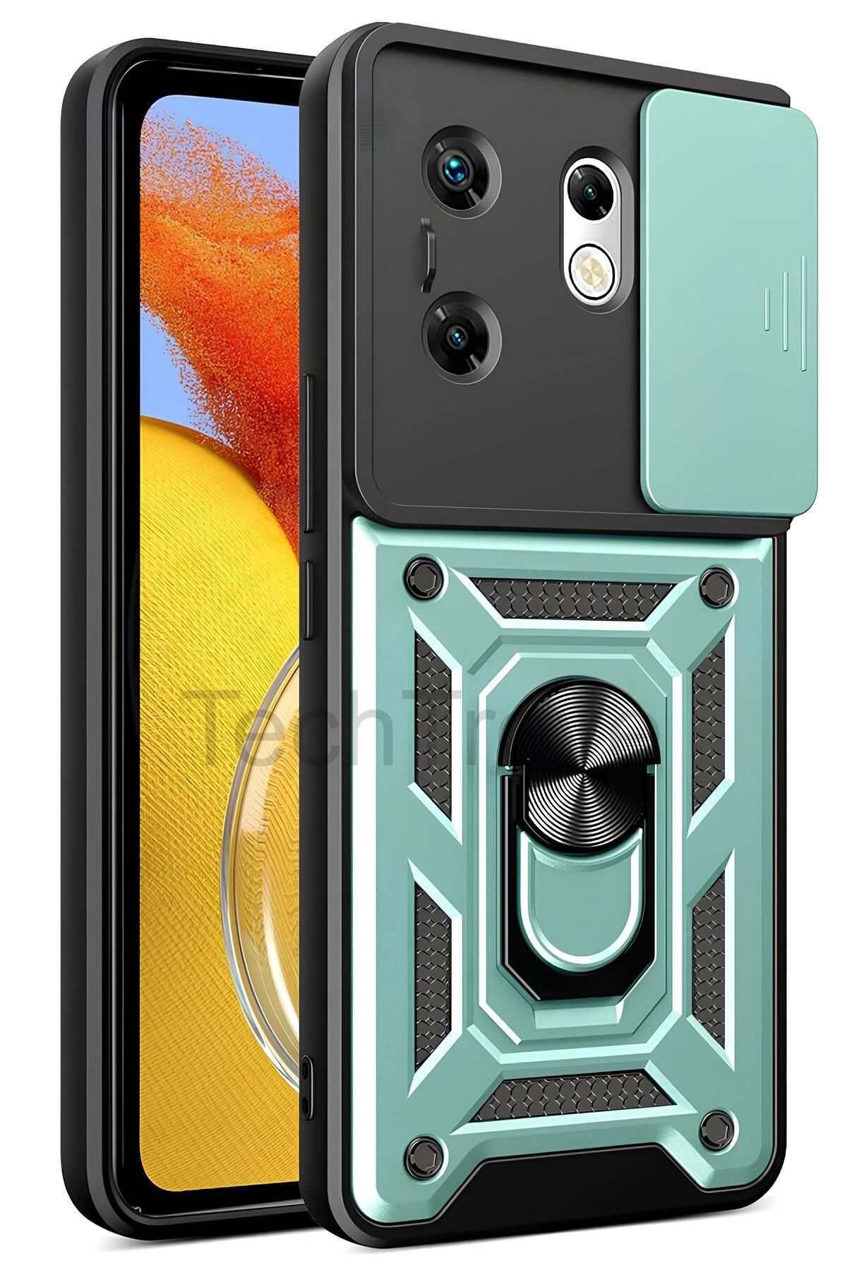TechTrove İnfinix Zero 30 4G Kılıf Sürgülü Kamera Korumalı Yüzüklü Stand Olabilen Magnetic Tpu Tank Kapak
