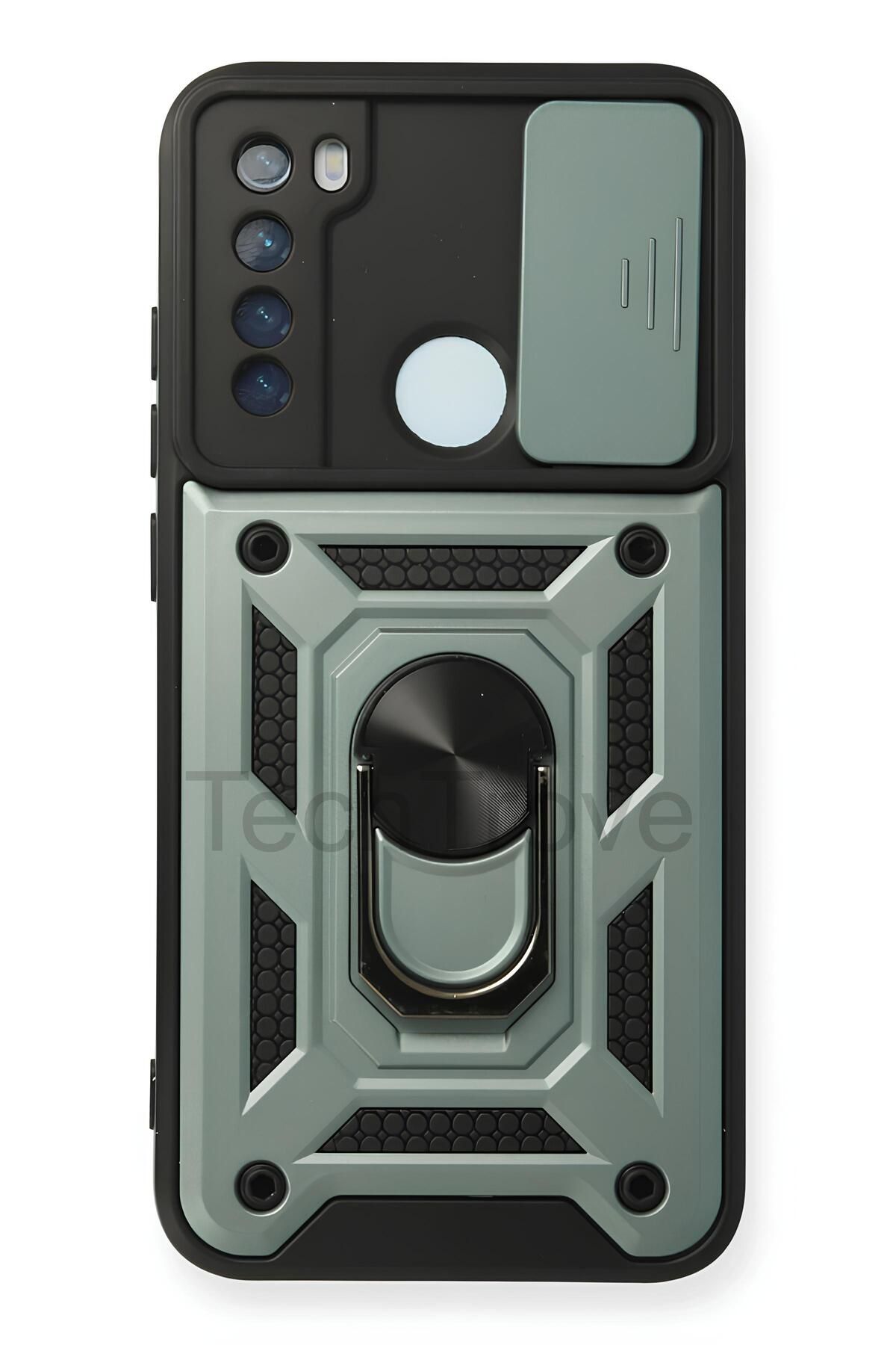 TechTrove Xiaomi Redmi Note 8 Kılıf Sürgülü Kamera Korumalı Yüzüklü Stand Olabilen Magnetic Tpu Tank Kapak