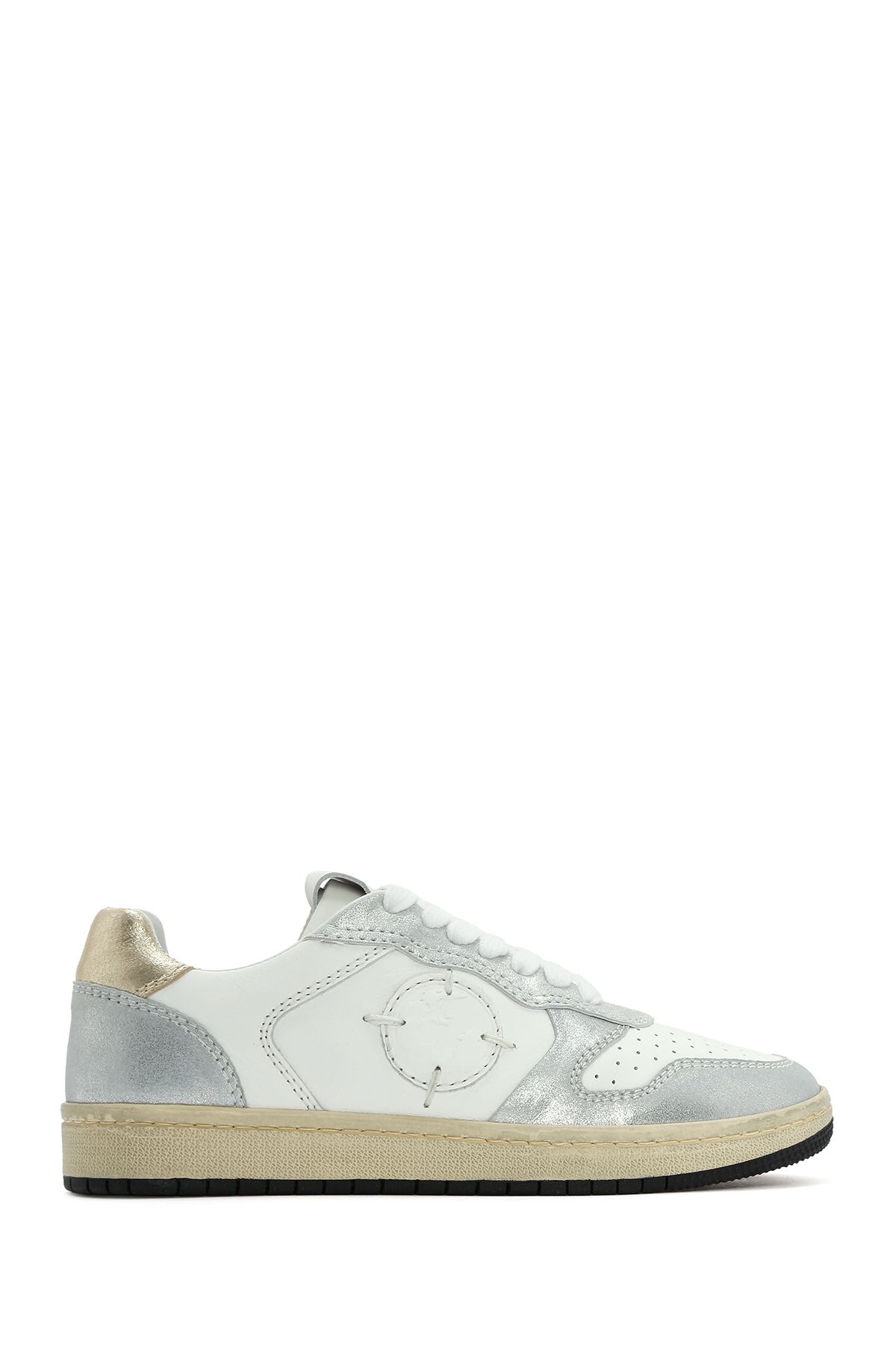 Derimod ACBC x DERİMOD Kadın Gümüş Bağcıklı Simli Deri Sneaker 25SFD4354SM