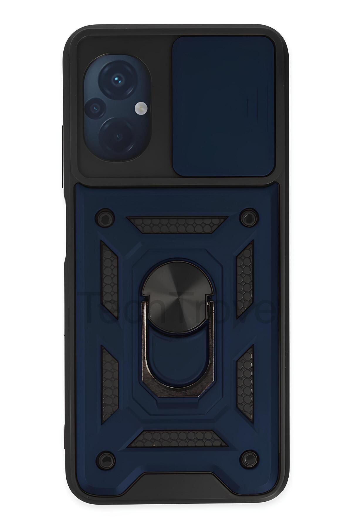 TechTrove Xiaomi Poco M5 Kılıf Sürgülü Kamera Korumalı Yüzüklü Stand Olabilen Magnetic Tpu Tank Kapak