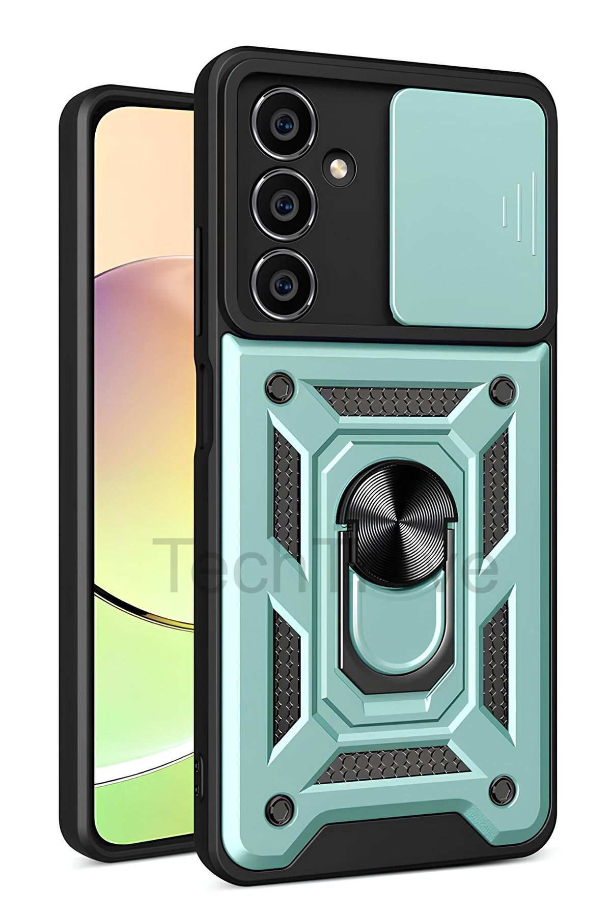 TechTrove Samsung Galaxy A04S Kılıf Sürgülü Kamera Korumalı Yüzüklü Stand Olabilen Magnetic Tpu Tank Kapak