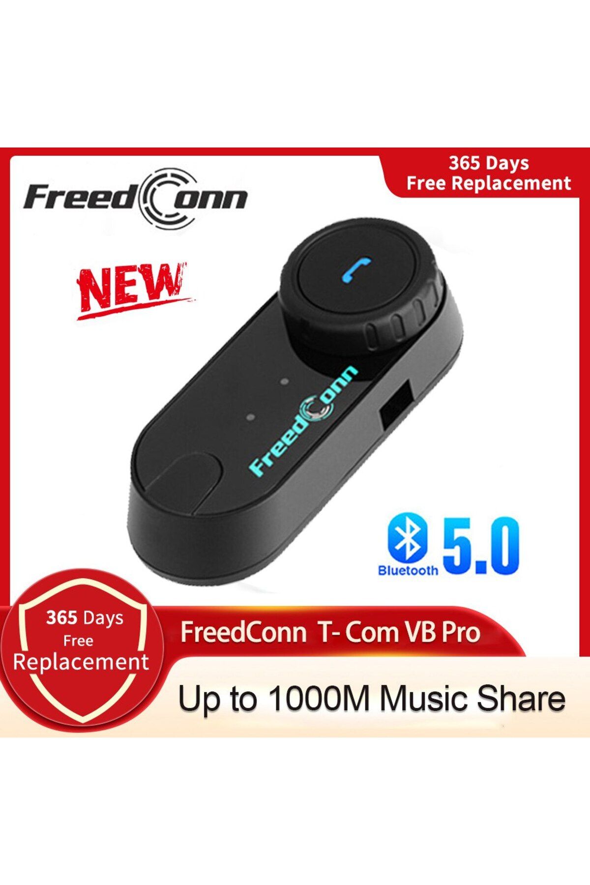 FreedConn-One Set T Com Vb Motorcycle Helmet Headset Bluetooth Stereo Intercom Call Wireless Communi 1