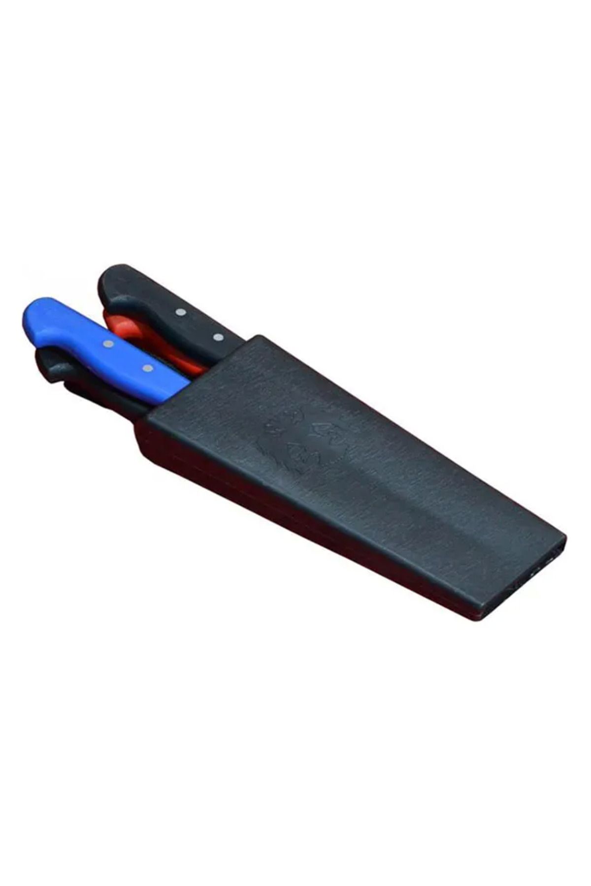 gizmurstore Plastik Bıçak Kütüklüğü 4 Lü - Kırmızı Plastik Kemerlikli Bıçak Çanta - GMS7612-8708
