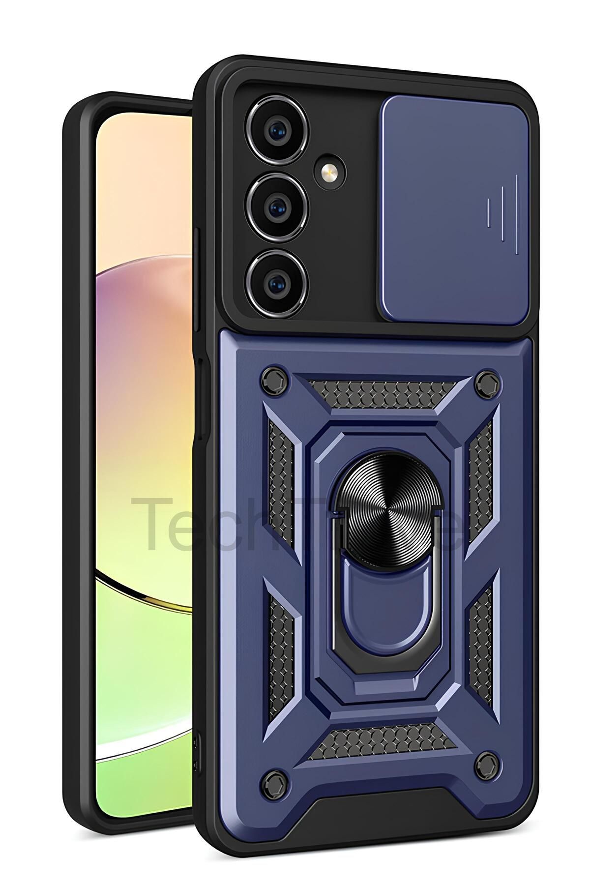 TechTrove Samsung Galaxy A34 5G Kılıf Sürgülü Kamera Korumalı Yüzüklü Stand Olabilen Magnetic Tpu Tank Kapak