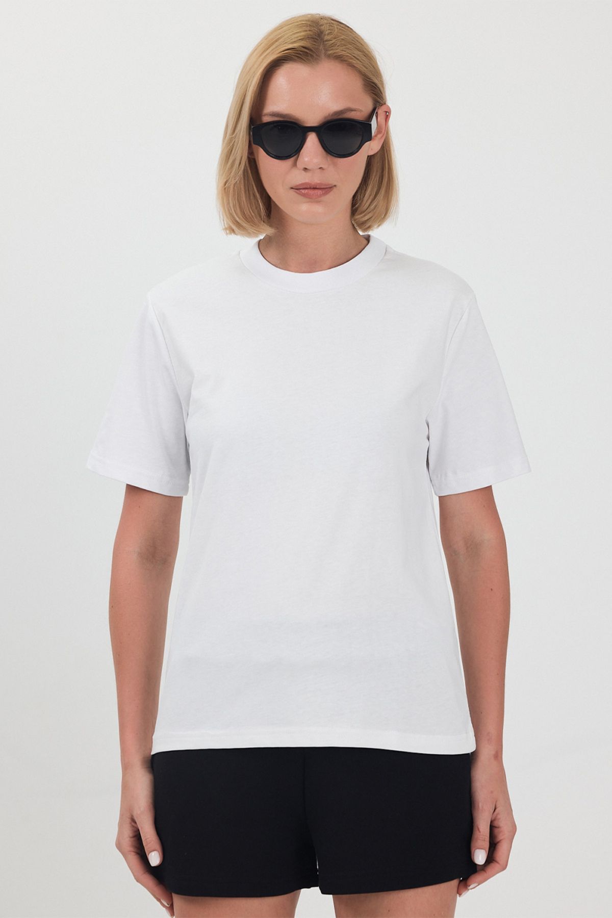 gothamvibes Kadın Basic Beyaz T-Shirt