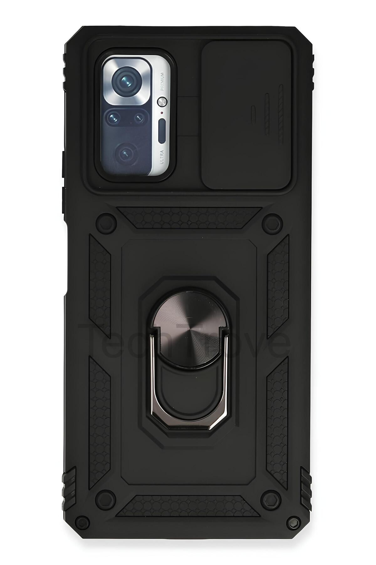 TechTrove Redmi Note 10 Pro Kılıf Sürgülü Kamera Korumalı Yüzüklü Stand Olabilen Magnetic Tpu Tank Kapak