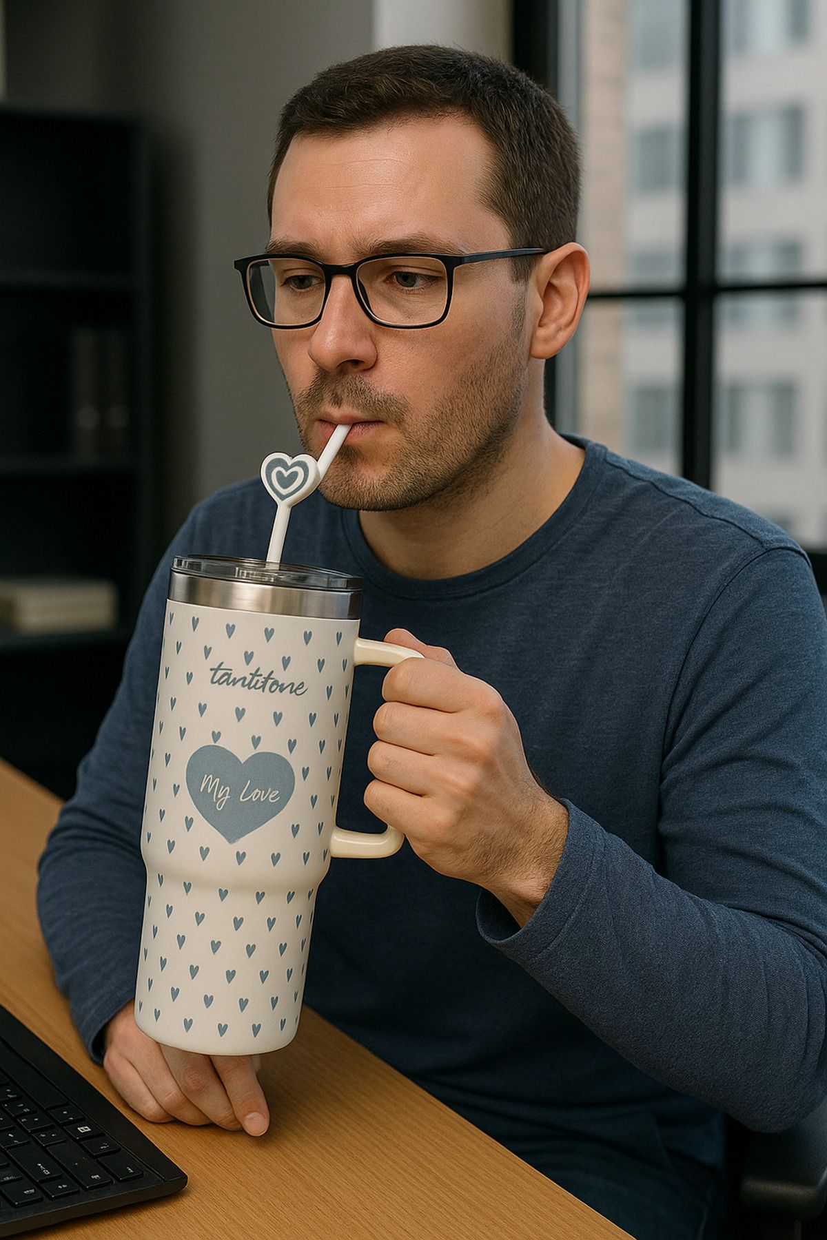 Tantitoni 1.2 L Pipetli Paslanmaz Çelik Termos My Love