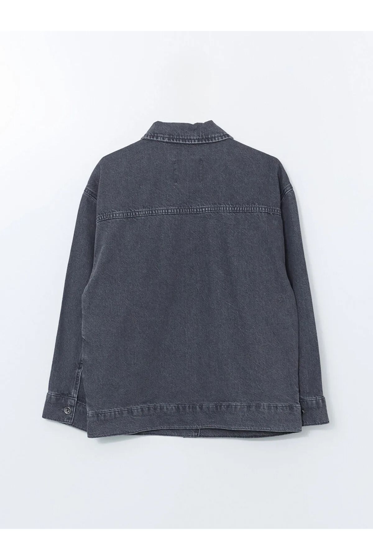 LC Waikiki Gömlek Yaka Taşlı Oversize Kadın Jean Ceket
