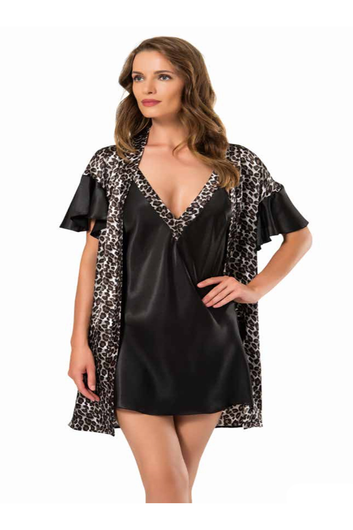 Genel Markalar İç Giyim MOONGİRL Saten Kısa İkili Gecelik Takım