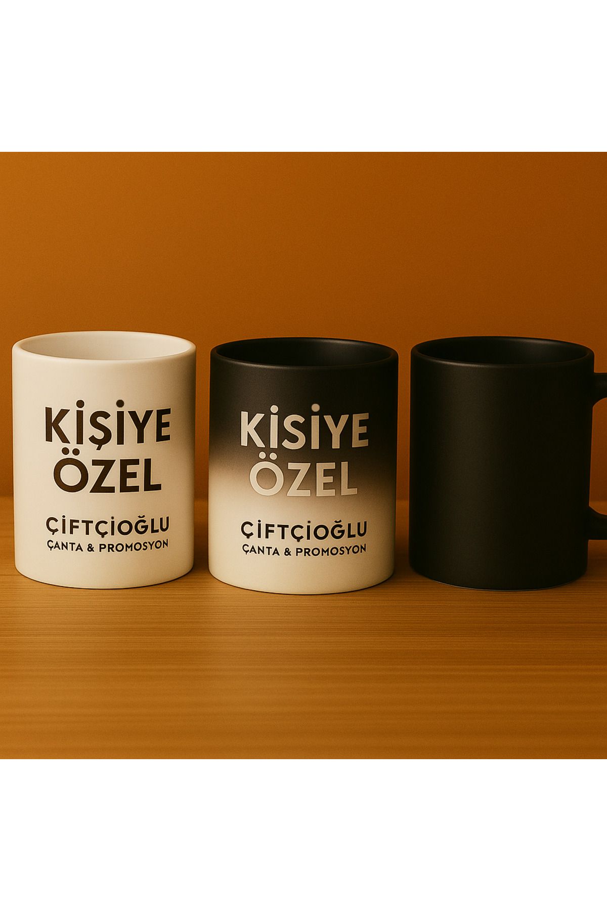 çiftçioğlu Kişiye Özel Fotoğraf Baskılı Sihirli Porselen Mat Kaliteli Kupa-Isıyla Gözüken Fotoğraf