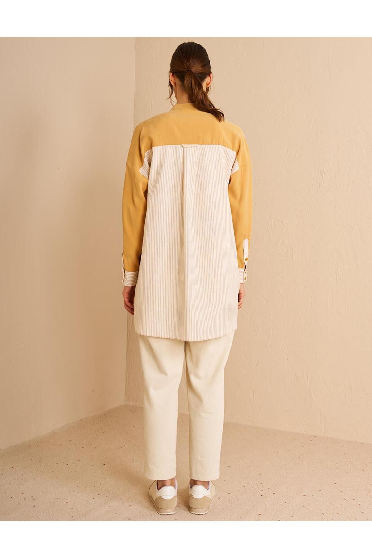 Kayra-Button Detailed Judge Collar Tunic Saffron 6