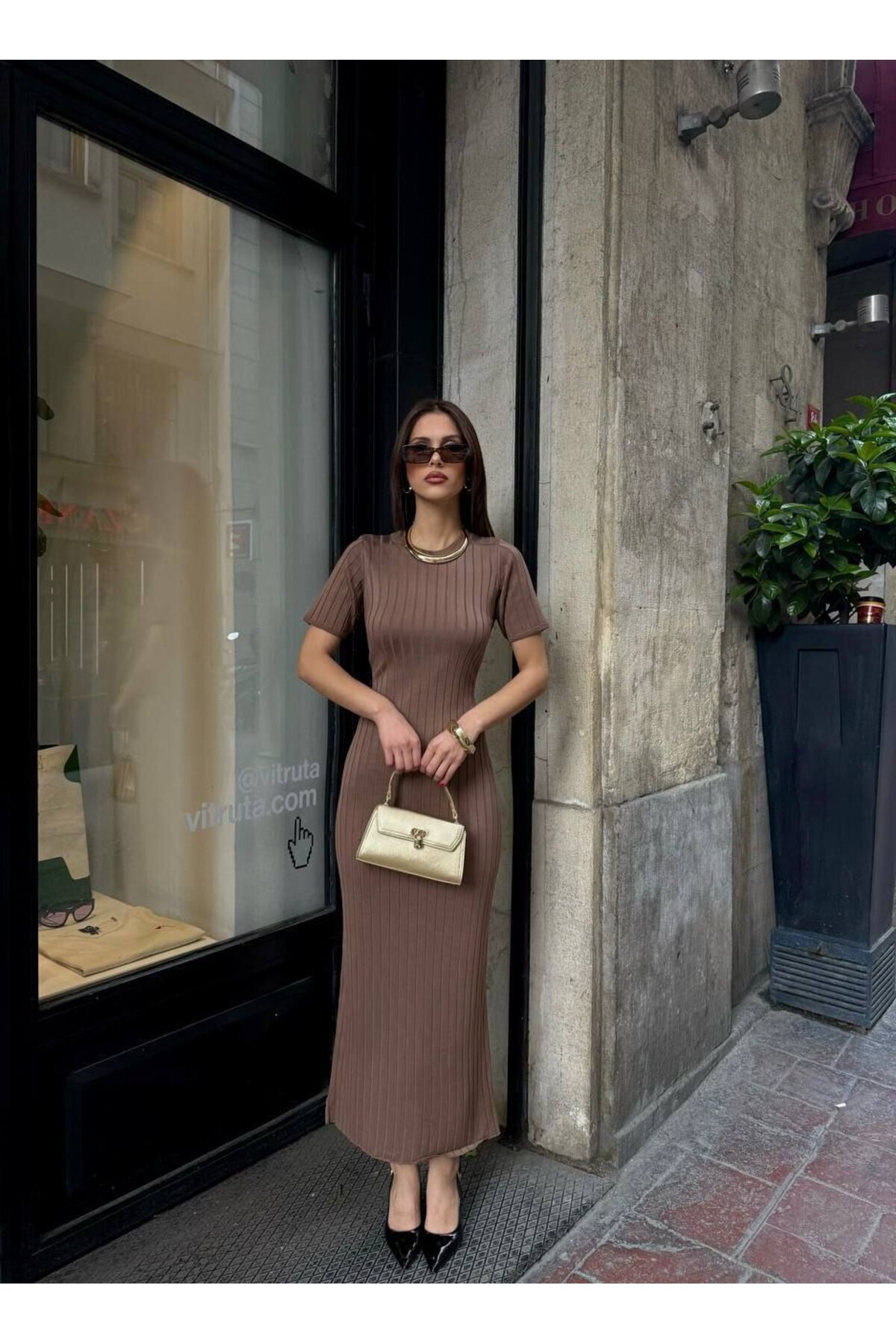 Abalı Yenı season- Massino Tutti Elmas Triko , Bisiklet yaka , elbise. Nany model.