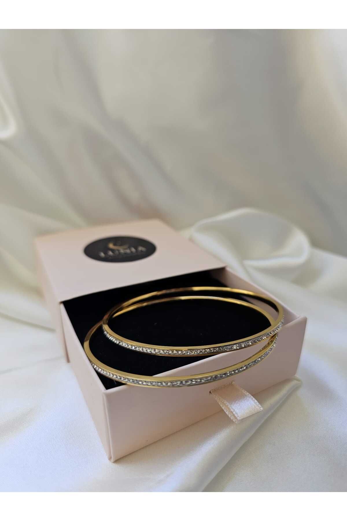 Lunia accessories Çelik Taşlı Ajda 65mm Bilezik