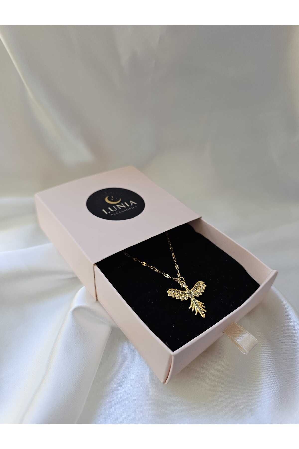 Lunia accessories Çelik Taşlı Anka Kuşu Kolye