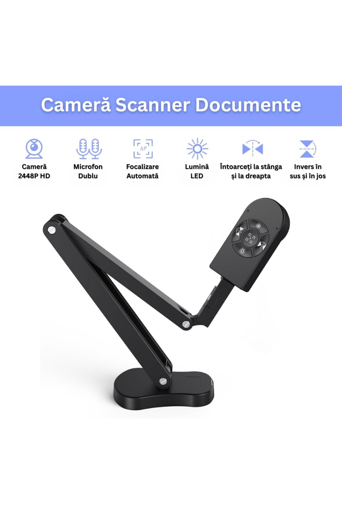 Velixo-Scaner de documente cu cameră A4/A3, 4K 30FPS, 8MP, focalizare automată, microfon dual, LED, pliabil, USB 2.0, tip C 2