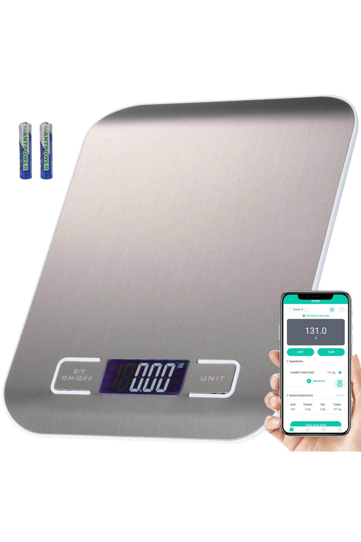 Velixo-Cântar inteligent de bucătărie, aplicație IOS/Android, indice nutrițional, calculator calorii, LCD, maxim 5 kg, 2 baterii 1