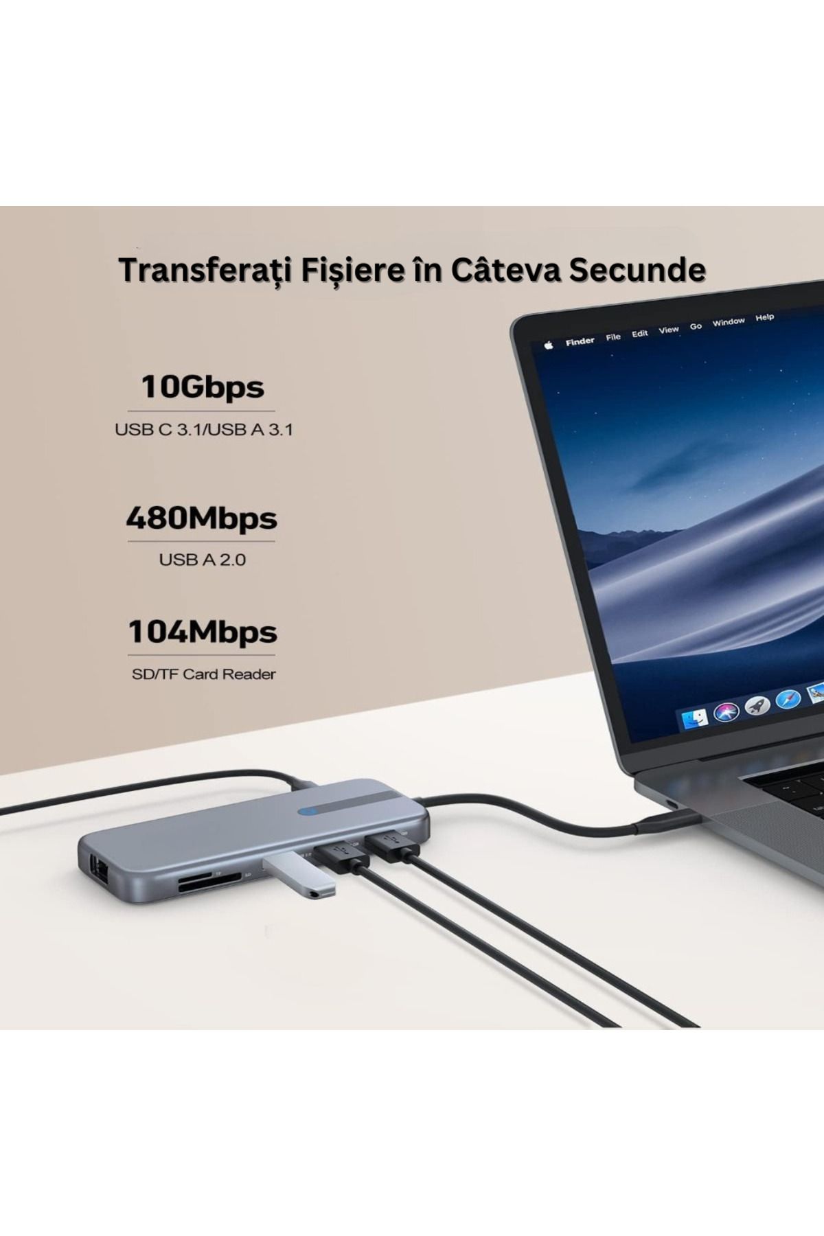 Velixo-10-in-1 Usb-c Hub: 2x Usb-a 3.1, 2x Hdmi 4k\@30hz, Usb-c, Rj45 Ethernet, 87w Pd, Sd/micro Sd Reader 5