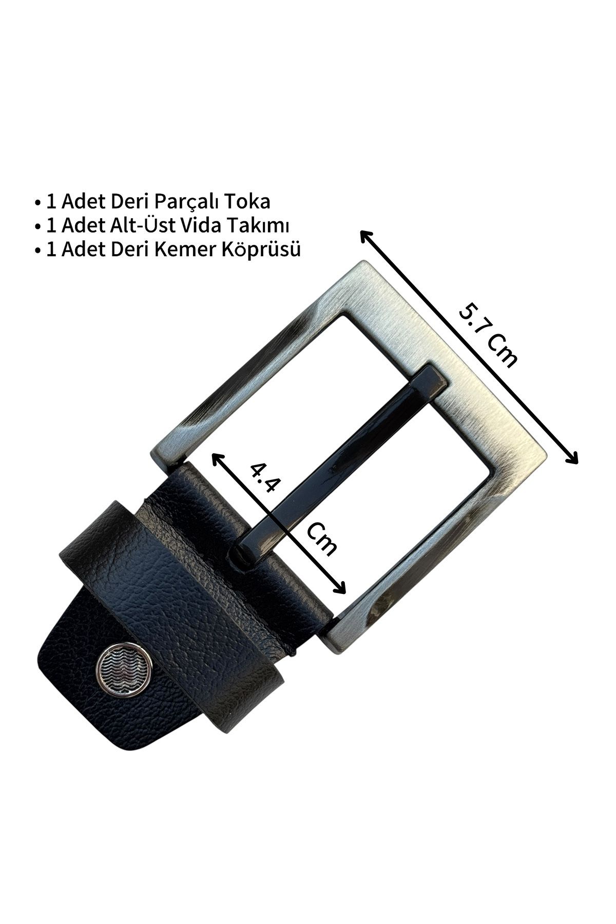 Süzer Deri 4.5 cm. Yedek Kemer Tokası Vidalı Hakiki Deri Siyah