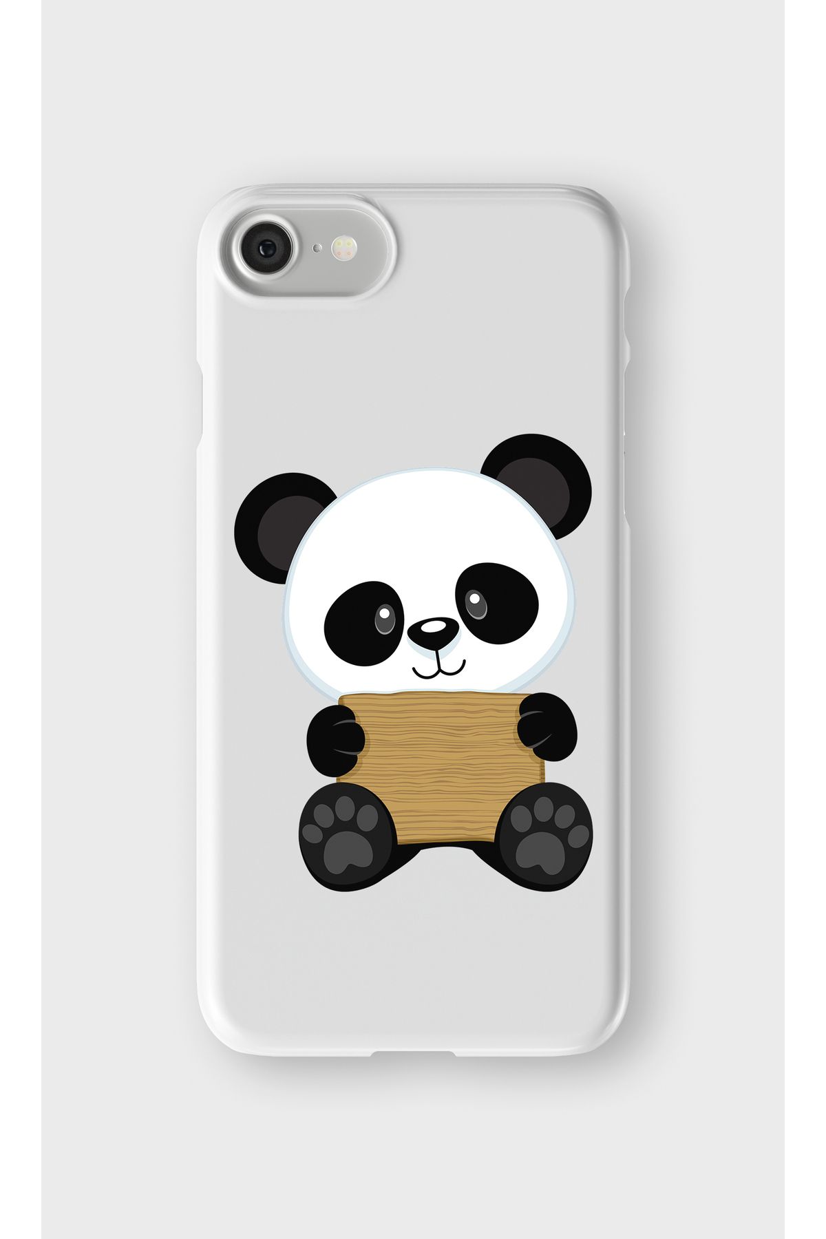 lelia iPhone SE 2020 ve SE 2022 Uyumlu Sevimli Panda Tasarımlı İçi Kadife Lansman Beyaz Silikon Kılıf
