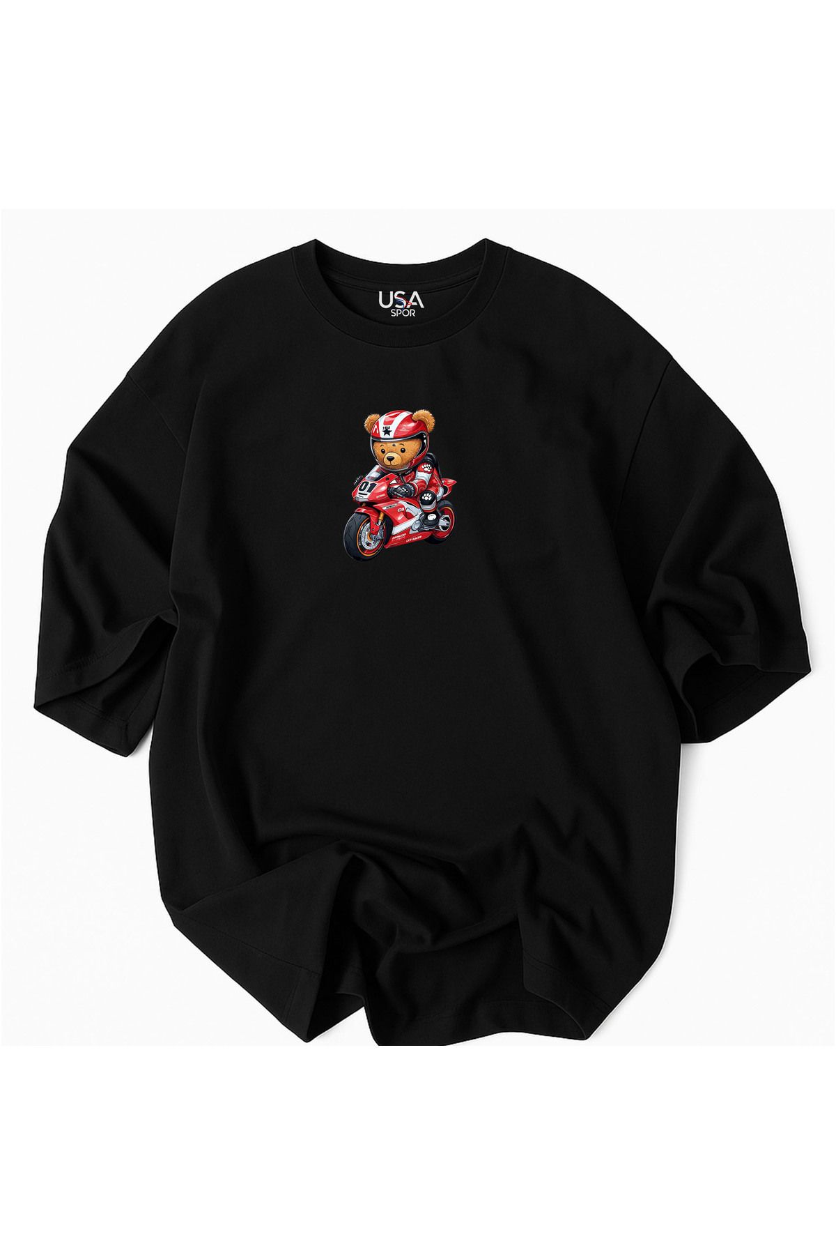 Racıng Motorsport Motorcu Teddy Baskılı RACING tasarım %100 Pamuklu Premium T-Shirt