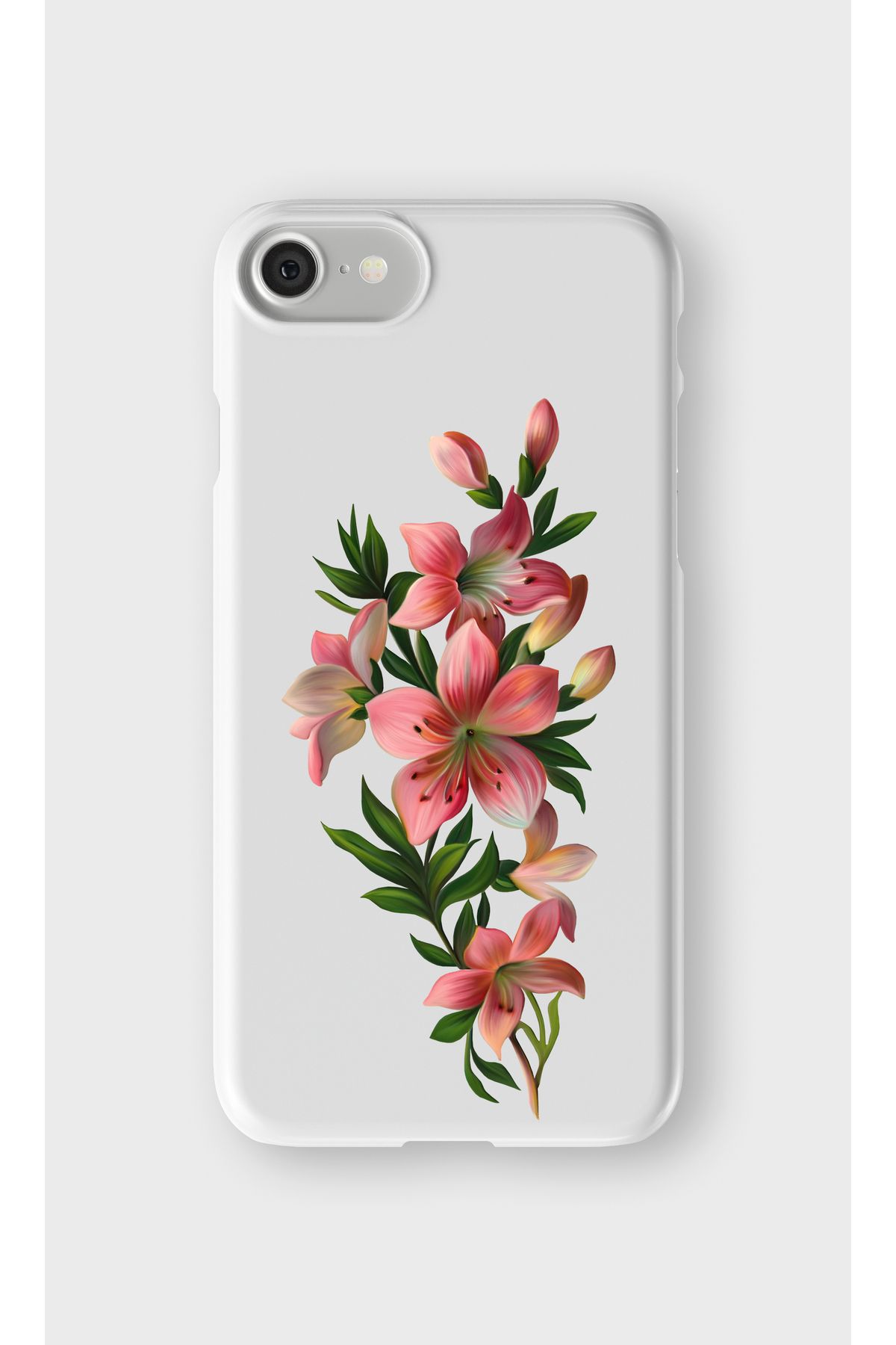 lelia iPhone 6 ve 6s Uyumlu Çiçek Tasarımlı İçi Kadife Lansman Beyaz Silikon Kılıf