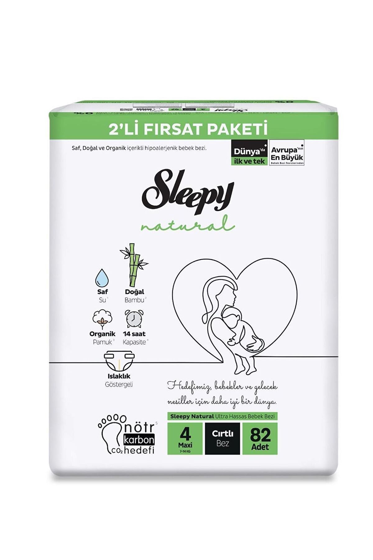 Sleepy Natural 4 Numara Maxi 82'li Cırtlı Bez