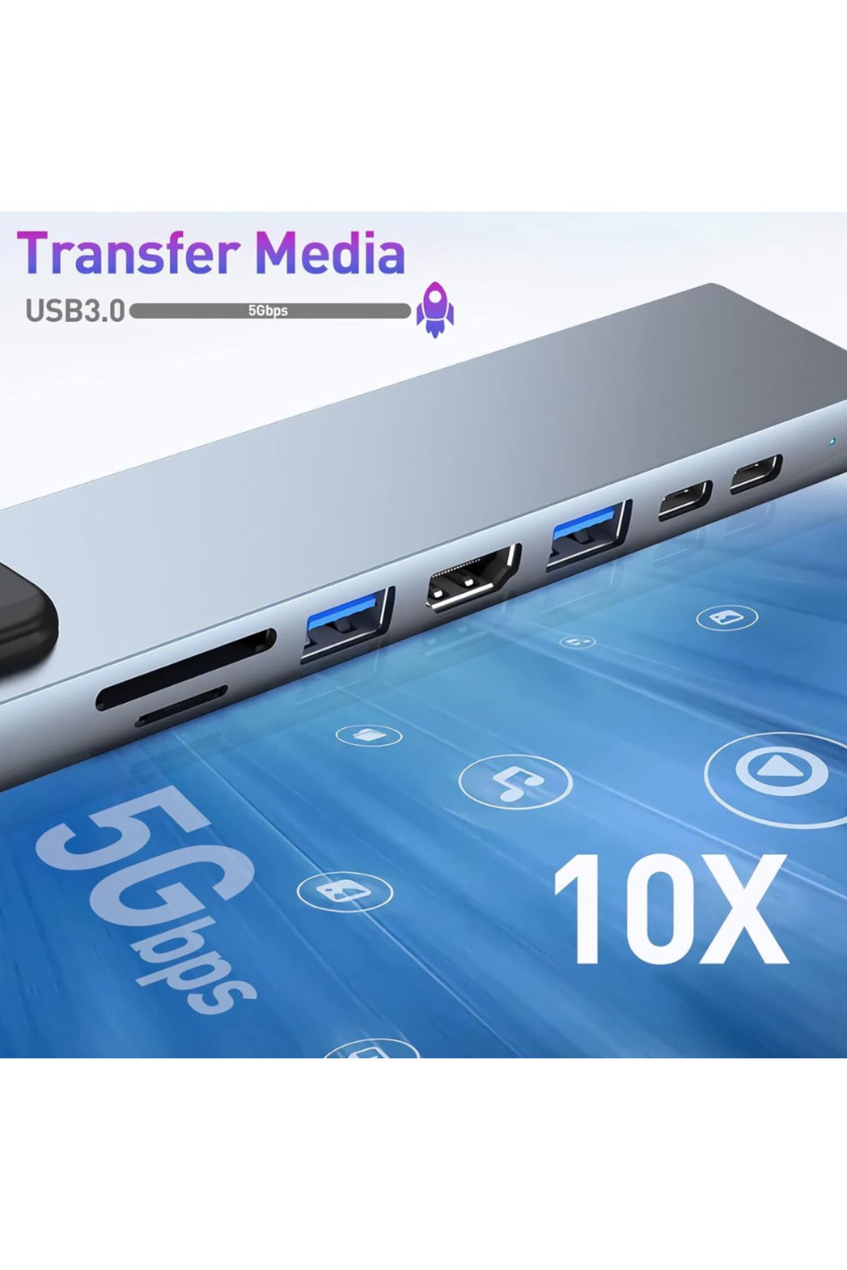 Velixo-8 In 1 Usb-c Multiport Adapter Hub, 1 X Ethernet, 1 X Usb 3.0, 1 X Hdmi 4k, 30 Hz 6