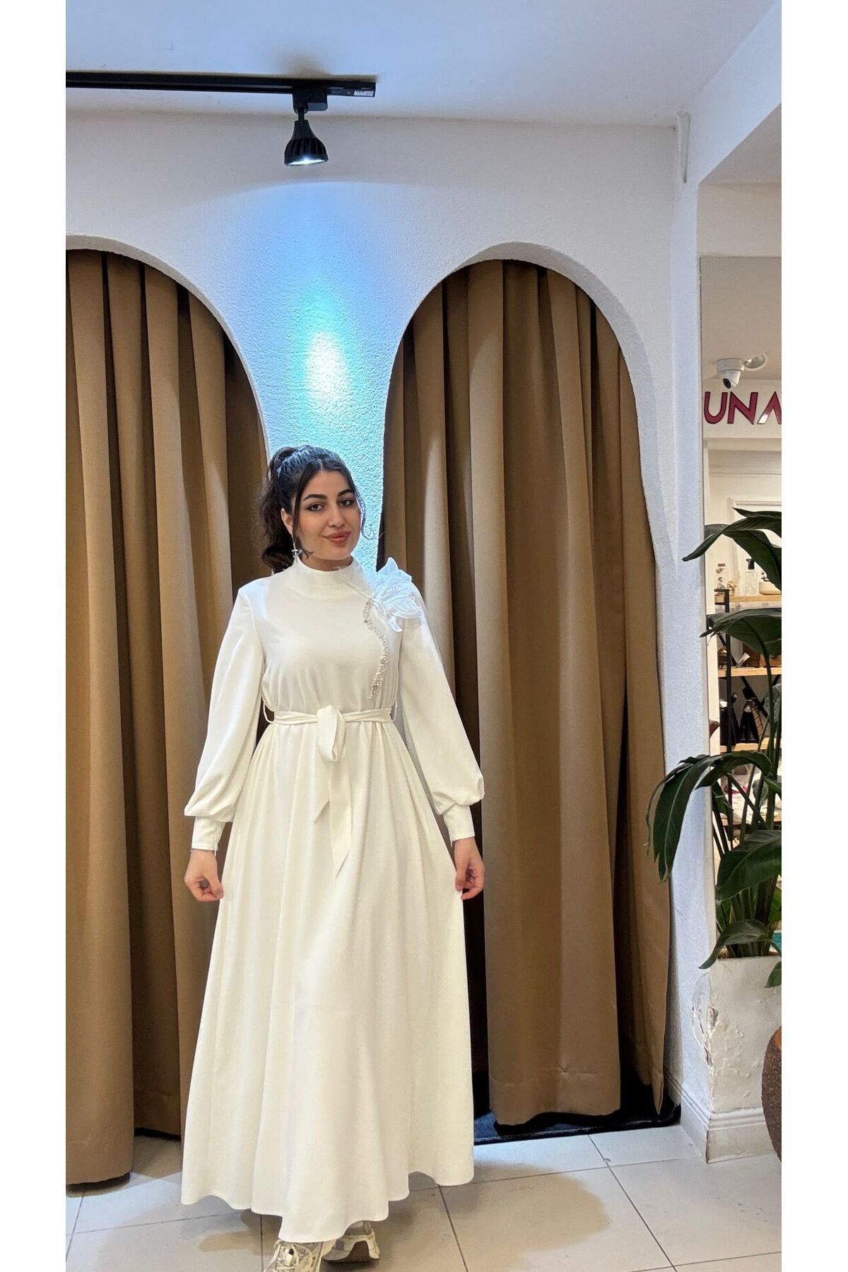 SUNAYBUTİK BEYAZ GÜL TESETTÜR ABİYE-BEYAZ - 38
