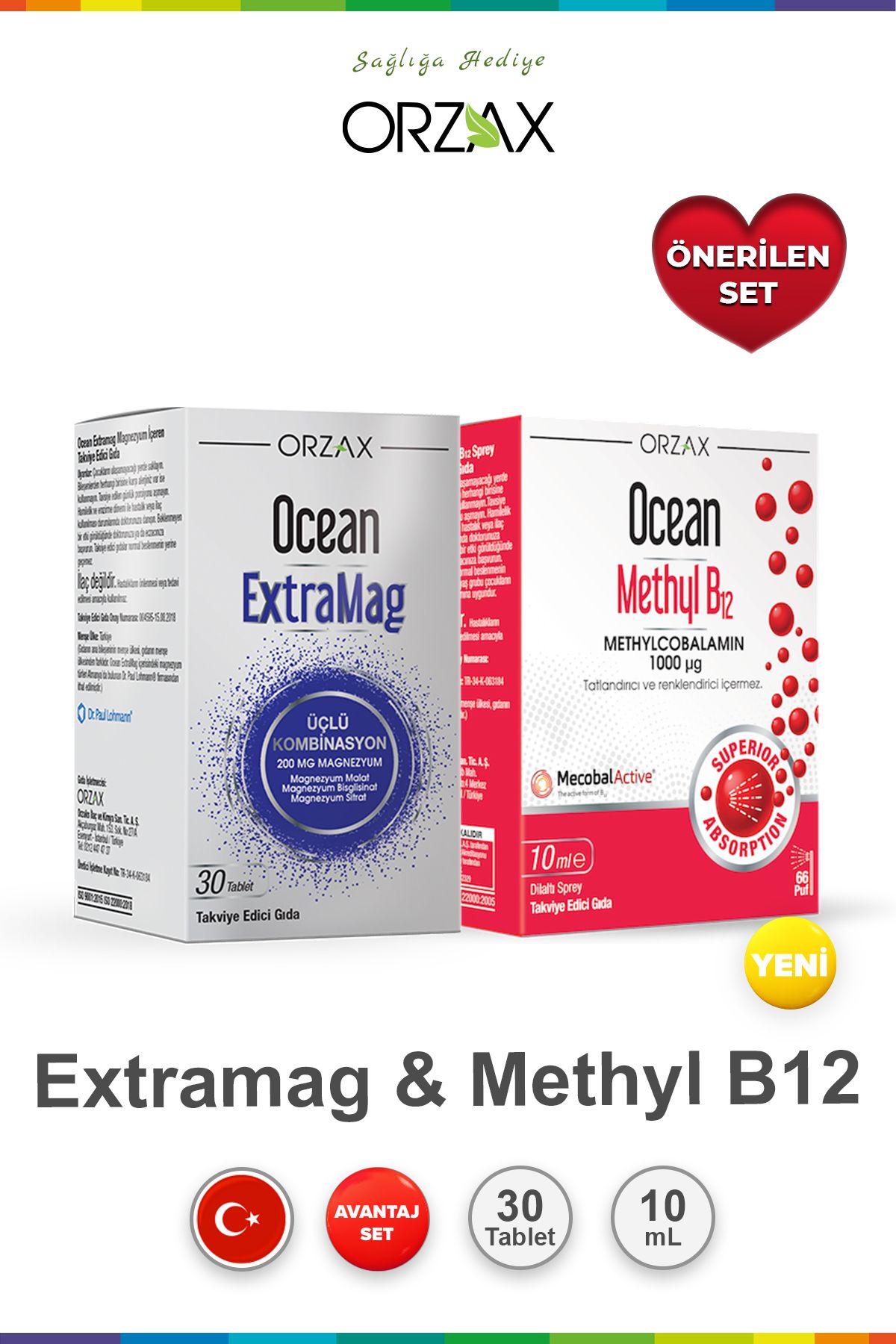 Orzax-Ocean Extramag 30 Tablets & Ocean Methyl B12 10 ml 1