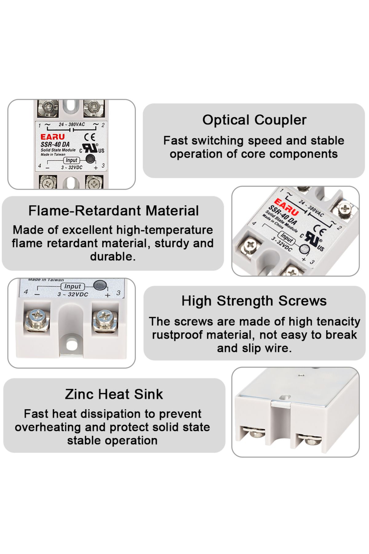 EARUELETRIC-Da Ssr-25a Ssr-25da Ssr-40da Ssr-40aa Ssr-40dd Ssr 10a 25a 40a 60a 80a 100a Dd Da Aa Solid State Rel 5
