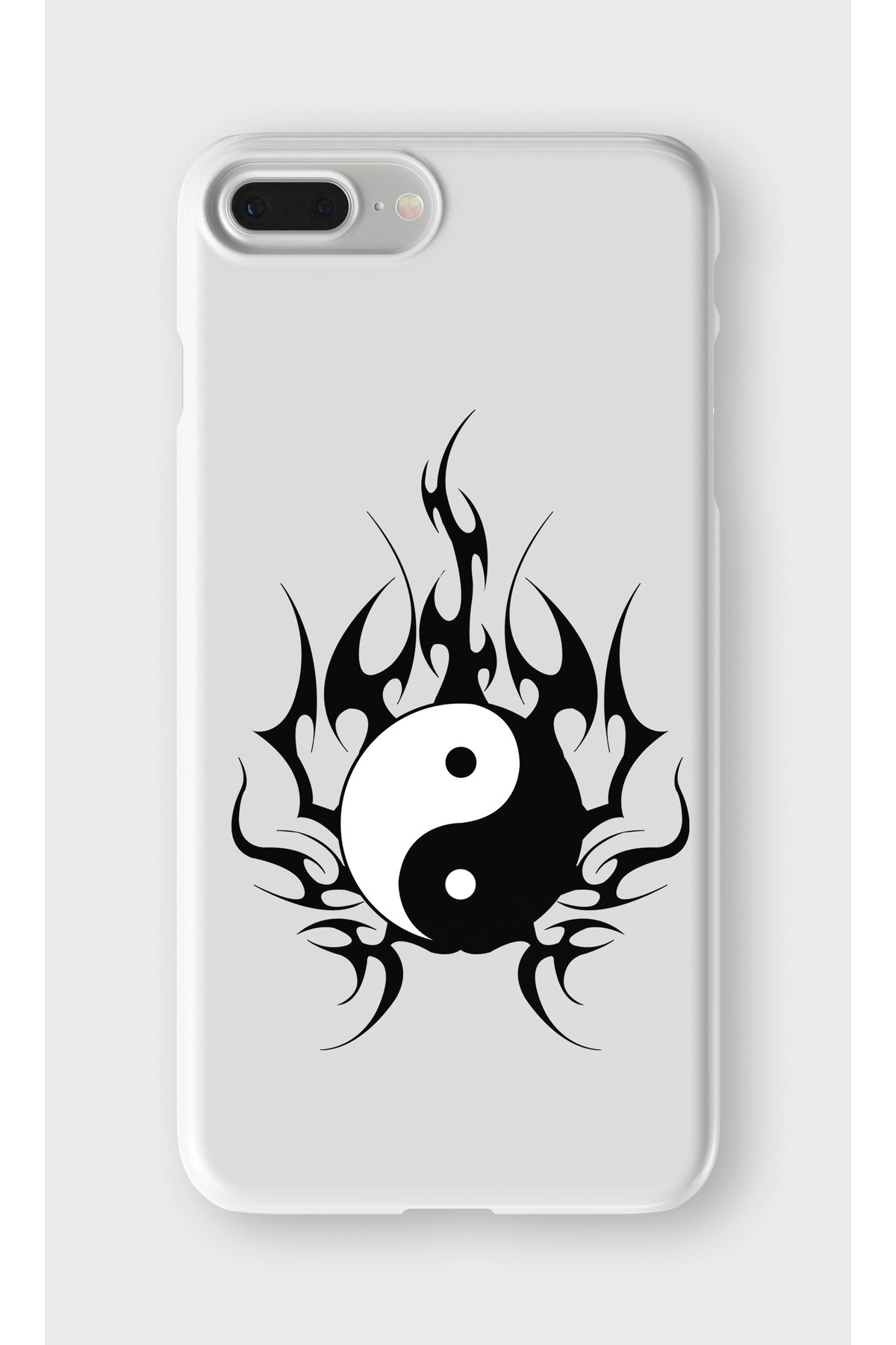 lelia iPhone 6 Plus ve 6s Plus Uyumlu Ying Yang Tasarımlı İçi Kadife Lansman Beyaz Silikon Kılıf