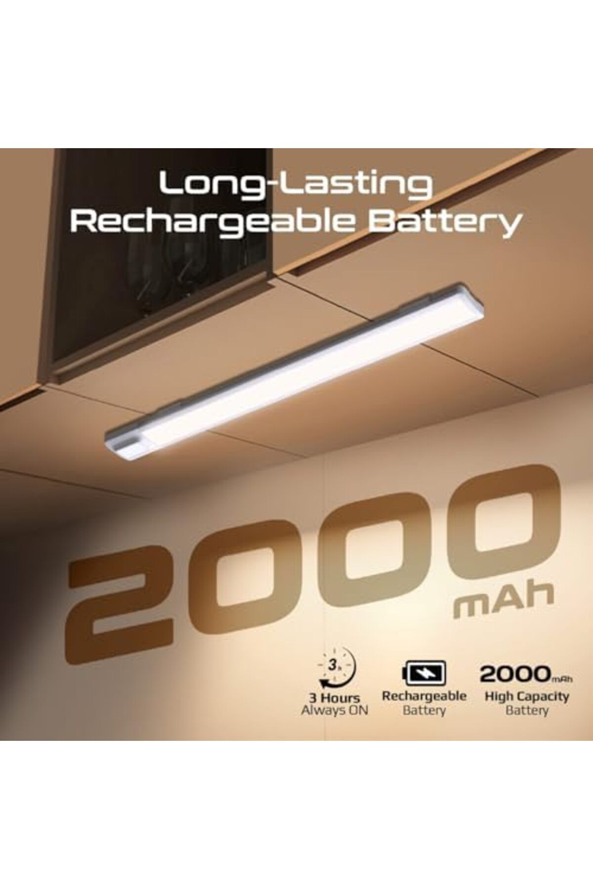 Promate-40cm LED Light with Motion Sensor, 100lm Brightness, Energy-Efficient 4W LEDs, USB-C Recharg 5