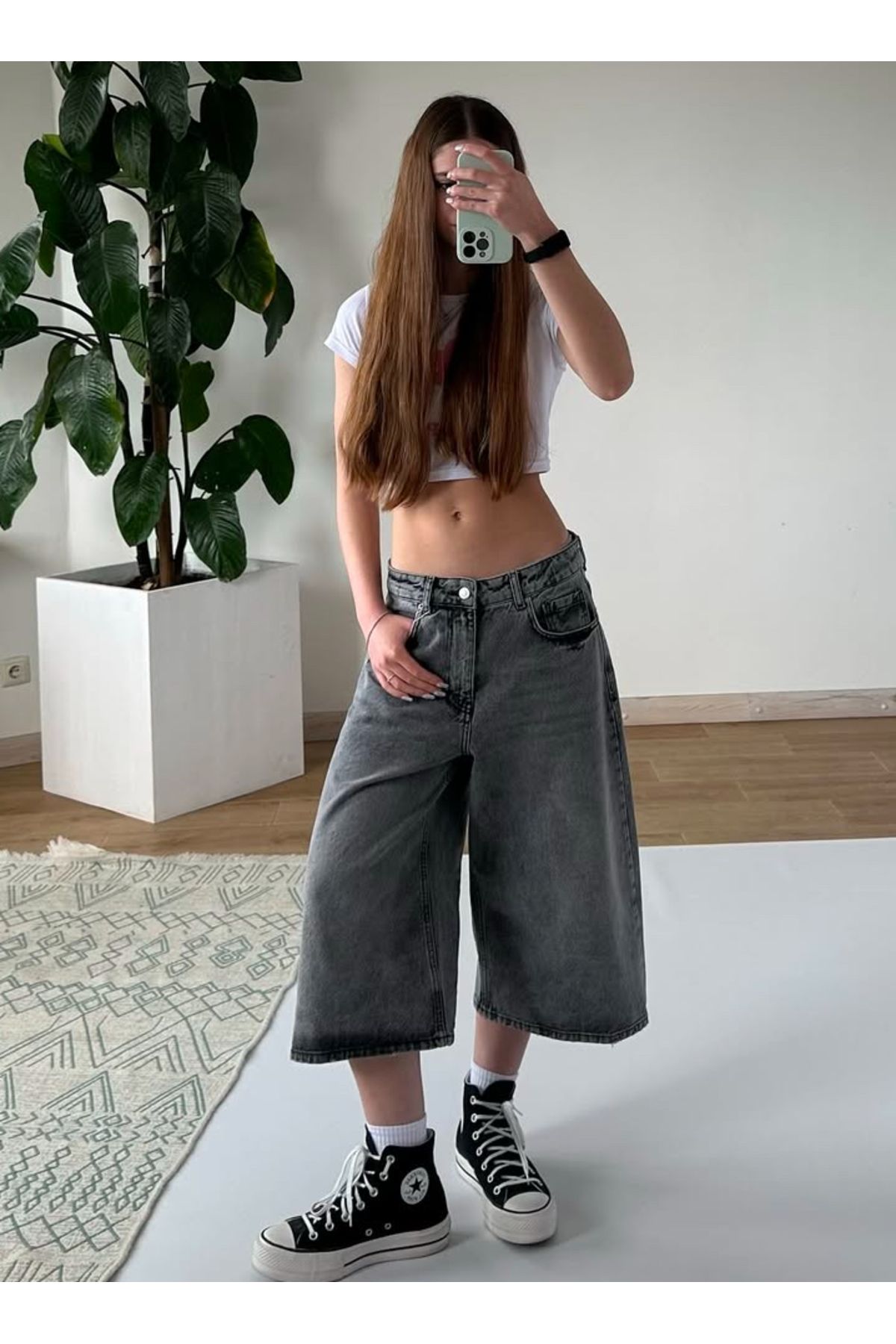 Weekeep Y2k Trend Baggy Jean Şort Bermuda