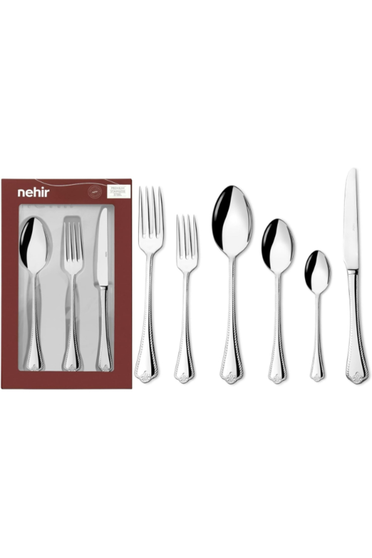 Nehir-Luxury Cutlery Set. (SPOONS - FORKS - KNIVES). Consists Of 36 Pieces. 1