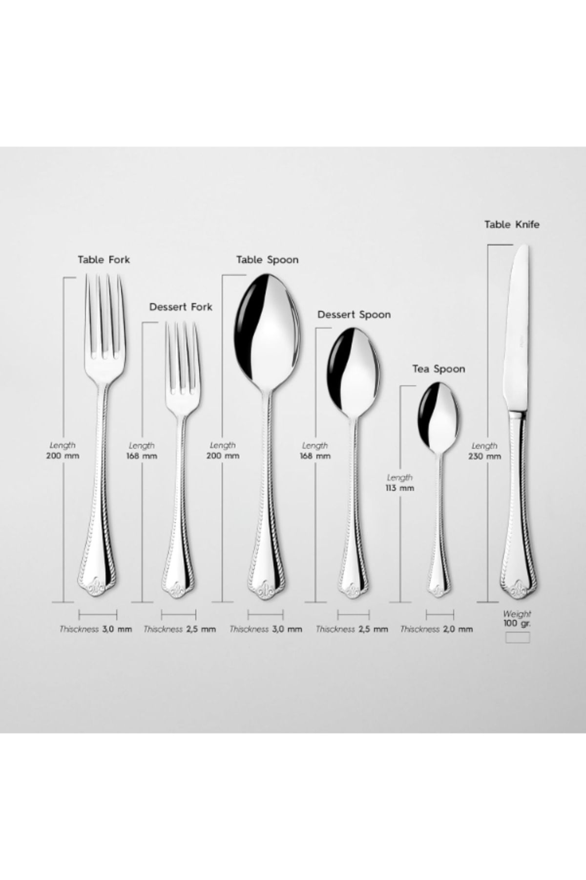 Nehir-Luxury Cutlery Set. (SPOONS - FORKS - KNIVES). Consists Of 36 Pieces. 3
