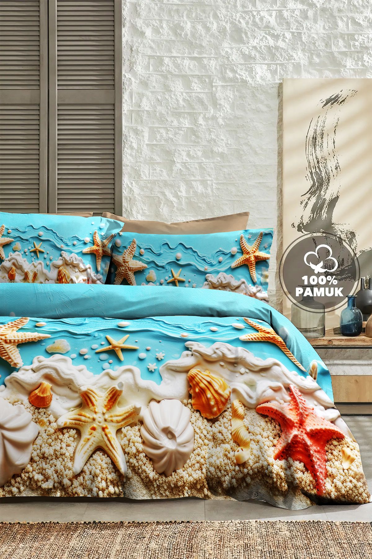 MonoHome Çift Kişilik Nevresim 3D Tasarım %100 Pamuk Oeko-tex®Sertifikalı Özel Dokuma Sea of Dreams