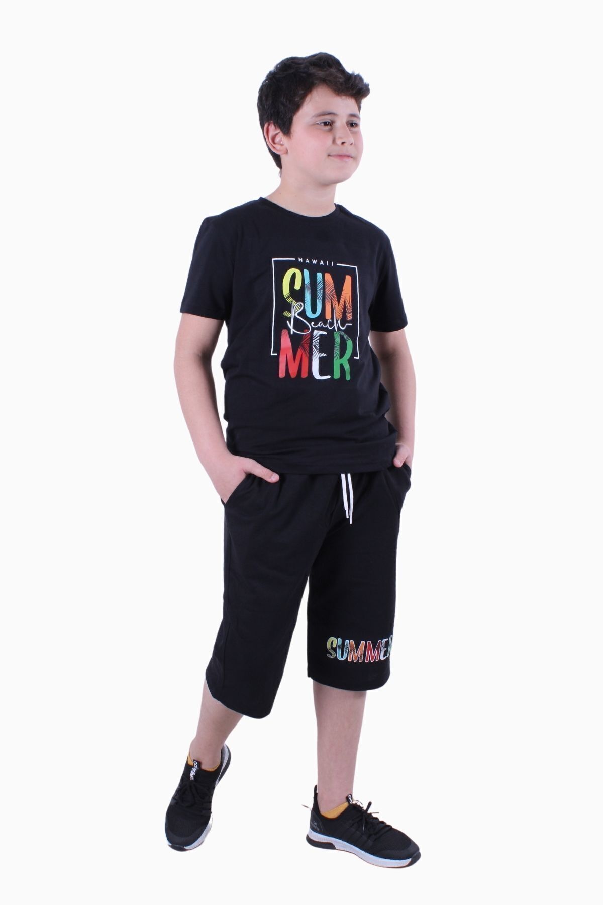 FYK KİDS 3'LÜ ERKEK ÇOCUK ALT-ÜST KAPRİ-TİŞÖRT TAKIM fotoğrafı 2 (önizleme)