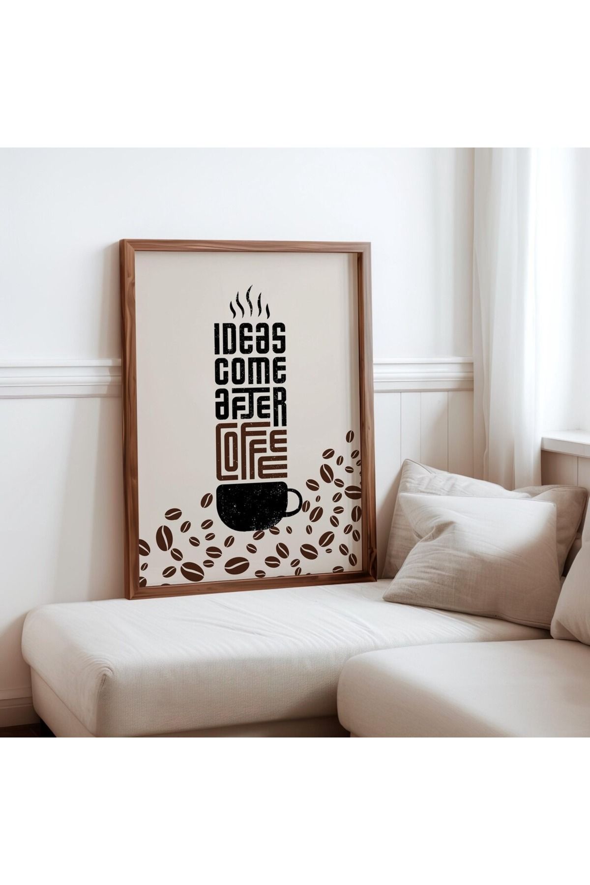 Dekorsiahome Tek Parça Ahşap Çerçeveli Oturma Odası Salon Mutfak Tablo TK0414
