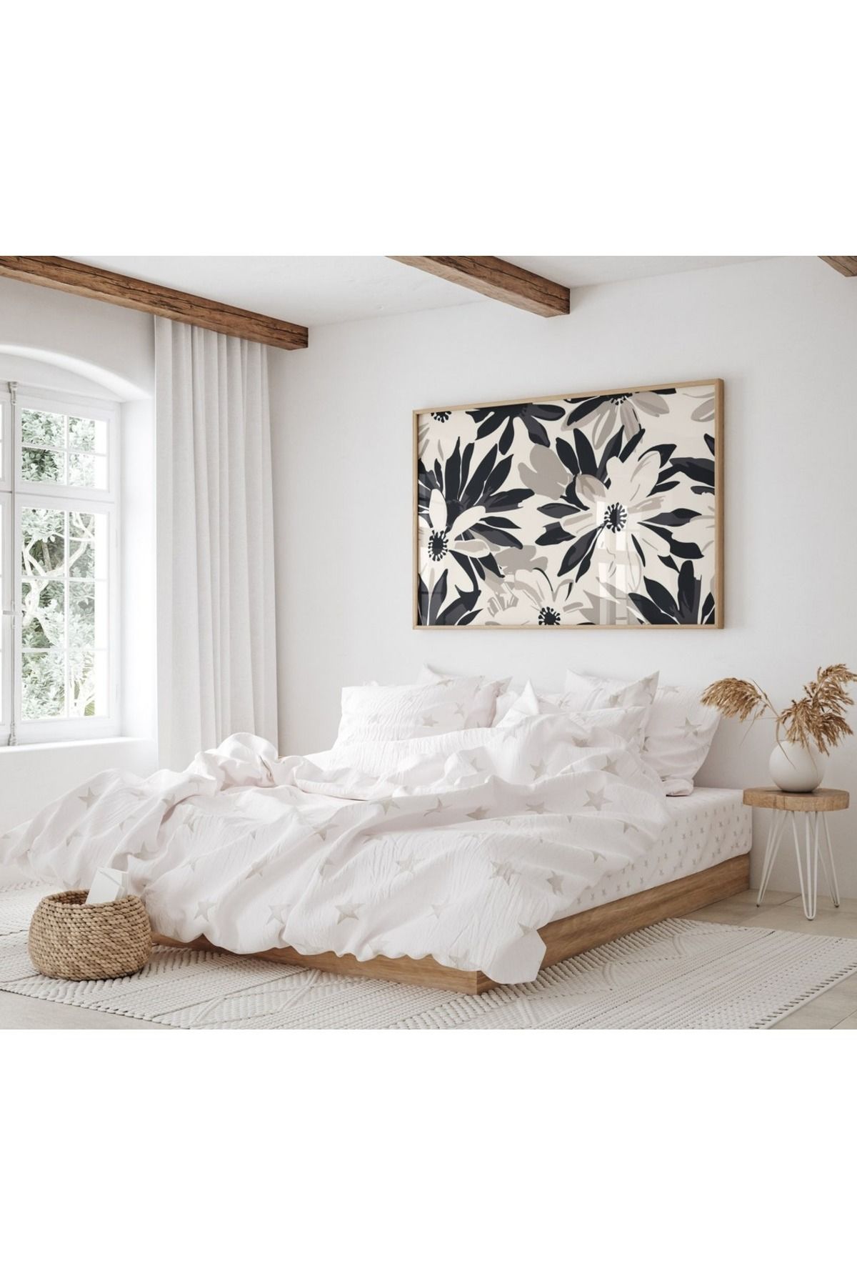 Dekorsiahome Tek Parça Ahşap Çerçeveli Oturma Odası Salon Mutfak Tablo TK0404