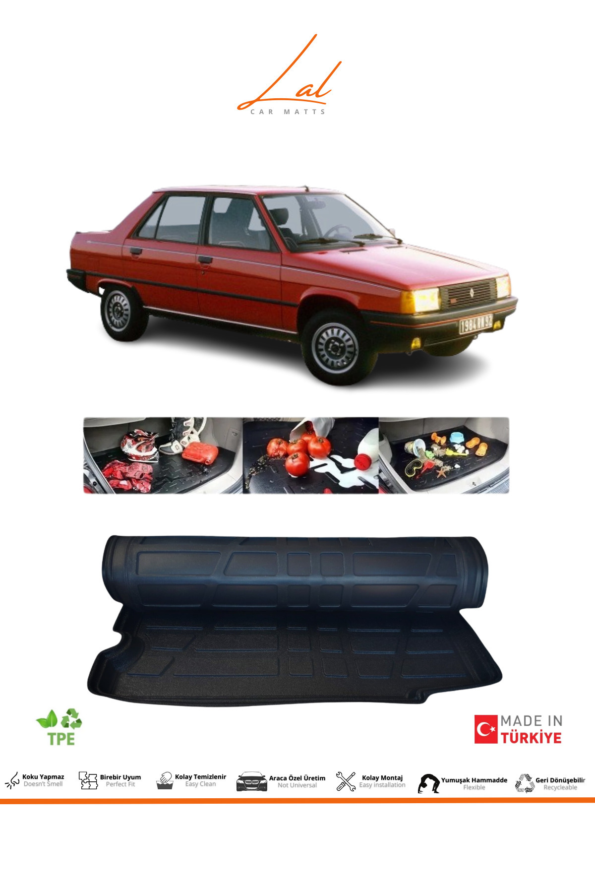 Lal Renault 9 Sedan (BROADWAY-SPRİNG-FAİRWAY) 3D Bagaj Havuzu (1985-2000 Uyumlu)