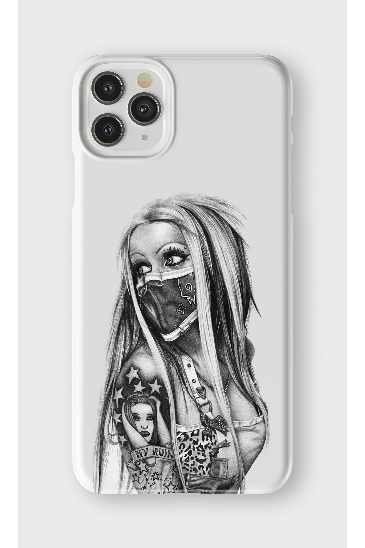lelia iPhone 11 Pro Uyumlu Kadın Figürü Tasarımlı İçi Kadife Lansman Beyaz Silikon Kılıf