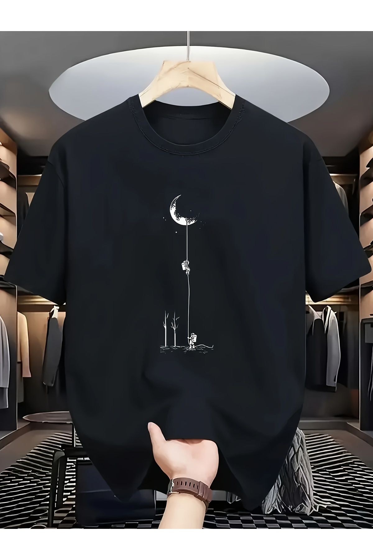 ship master Minimalist Ay ve Çocuk Tasarımlı Sanatsal Tişört