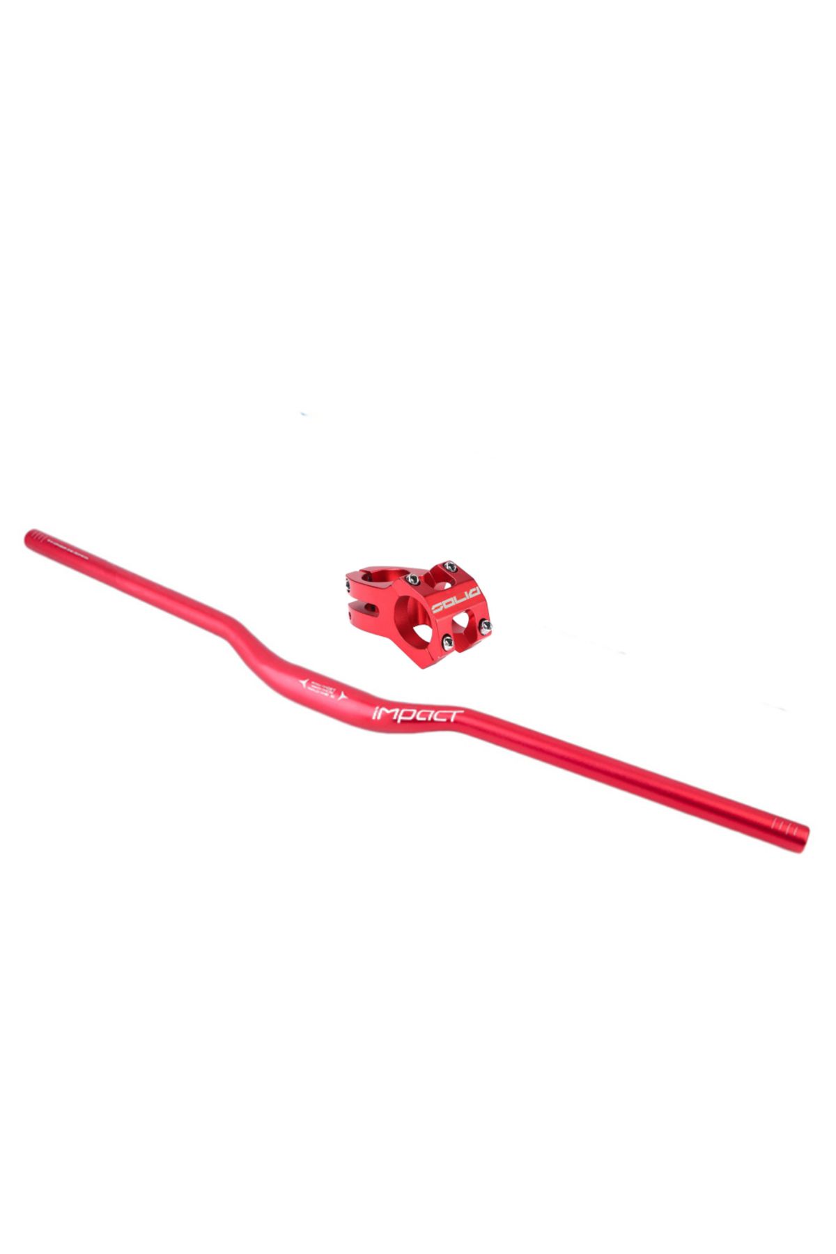 Impact İmpact Kırmızı 740mm Alüminyum 31.8 Bisiklet Gidon + Boğaz Seti