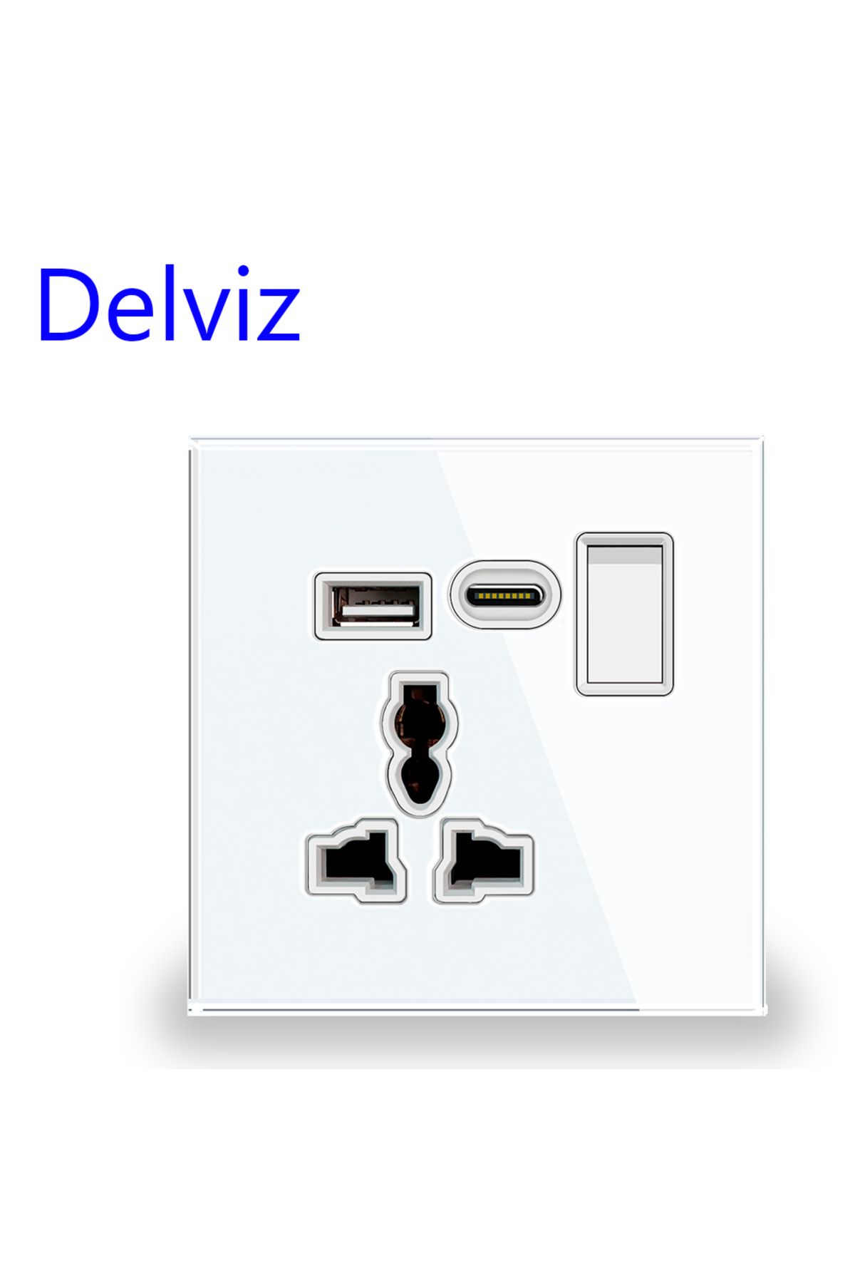 Choice-White Delviz Universal Usb Socket, 2a Dual Usb Charger Port,switch Control,crystal Glass Panel, Elec 1